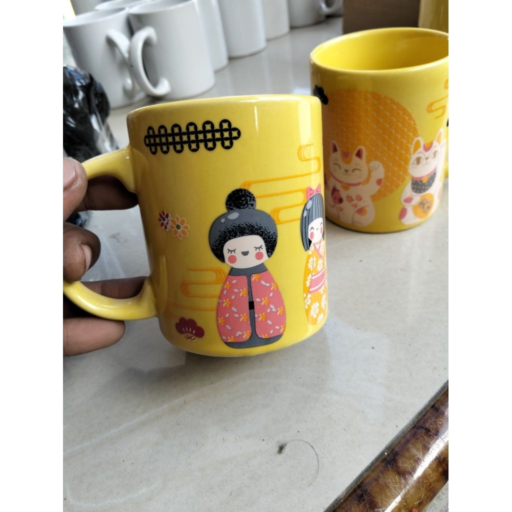 mug keramik motif bunga