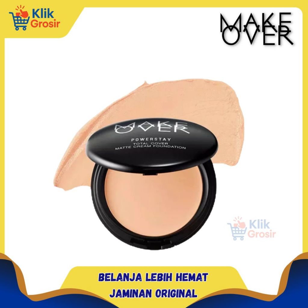 MAKE OVER Powerstay Total Cover Matte Cream Foundation Original  Bedak Cream Padat Original BPOM