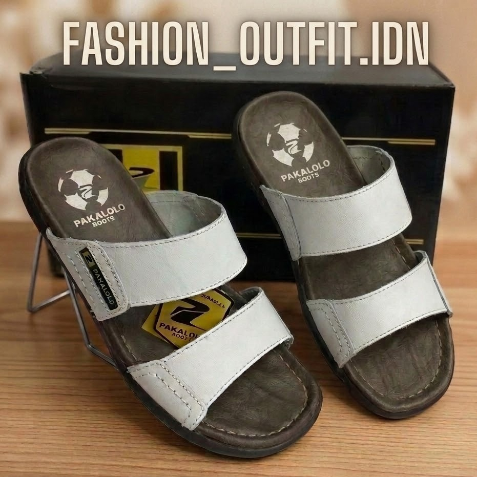 PROMO...Pakalolo Ban 2 Sandal Slop Pria Putih Premium Terbaru - N2353 - Sendal Pria Kekinian