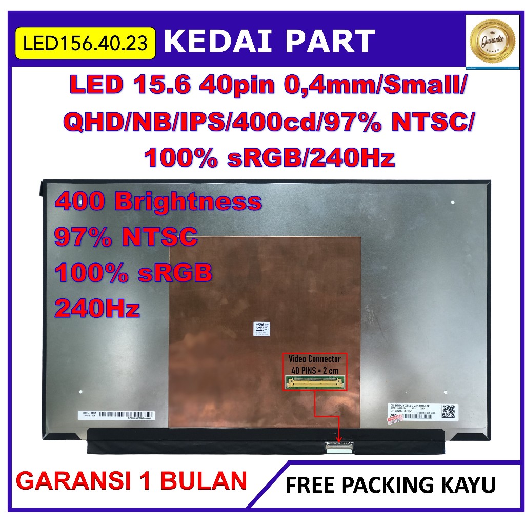 LED LCD Razer Blade 15 Advanced RZ09-0421NED3-R341 LQ156T1JW03 15.6 Inch QHD (2560X1440) 2K 40 Pin 2