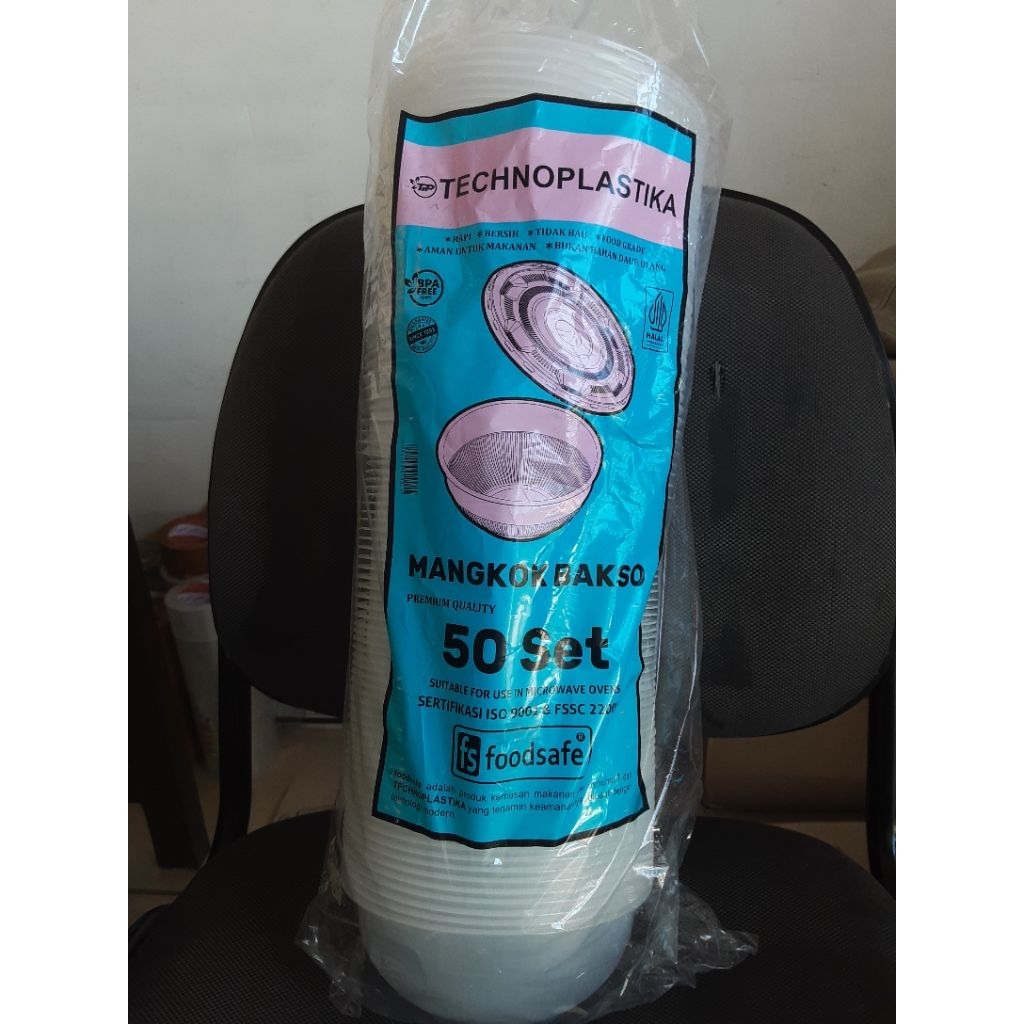 Mangkok Bakso Plastik 650ml 50pcs - Bening, Tahan Panas, Praktis untuk Takeaway