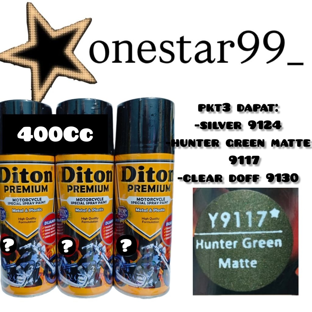 Pilok Pilox Pylox Cat Diton Premium Paket 3 Kaleng Hunter Green Matte 9117 Hijau Metalik Doff Silver