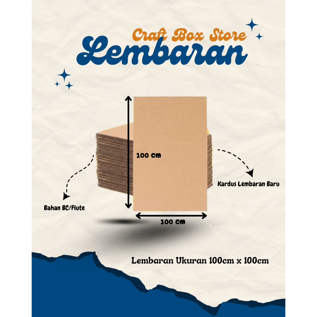 Kardus Karton Lembaran Double Wall 100x100 Cm