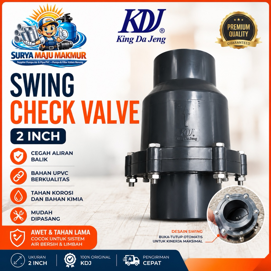 Swing Checkvalve / Check valve PVC KDJ 2" / 2 inch / 2in / 2inch Tusen Klep Plastik model tabok
