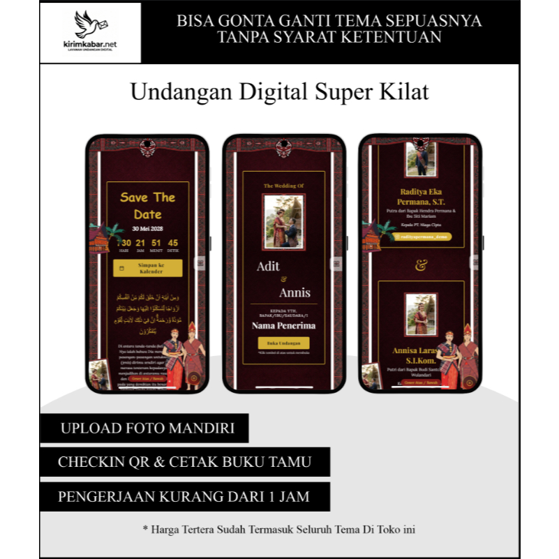 Undangan Digital Pernikahan Premium - Tema Adat Batak Toba