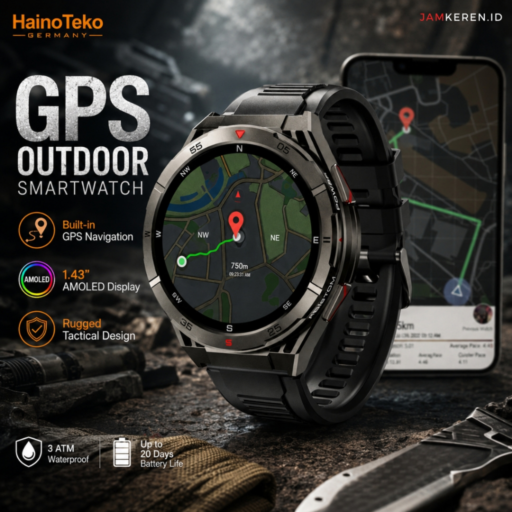 HainoTeko | Smartwatch | Jam Tangan Smartwatch Pria Wanita GPS-2 AMOLED Display Anti Air Original
