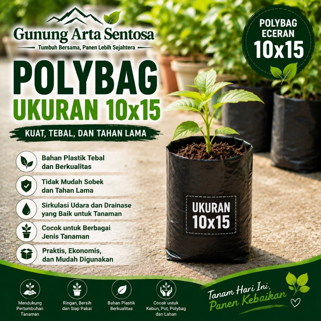 Polybag Eceran 10x15 Hitam Tebal | Polybag Tanam 10x15 | Polybag Bibit Sayur Buah Bunga | Polybag Se