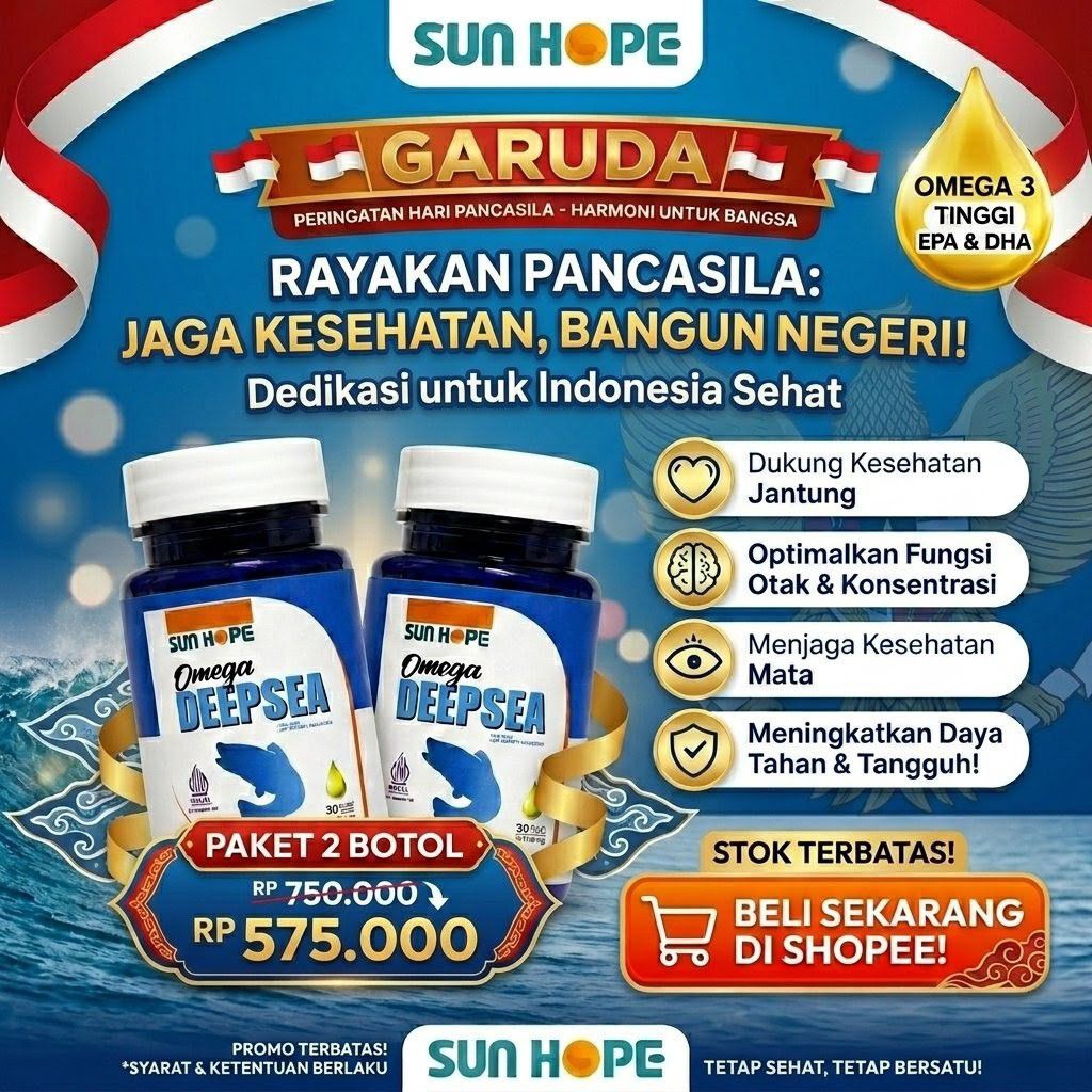 ​[PAKET 2 BOTOL] Sun Hope Omega Deepsea Asli Original - Suplemen Minyak Ikan Laut Dalam Tinggi Omega
