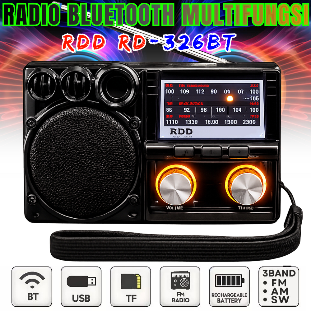 Rdd Rd-326bt Radio Bluetooth Multifungsi Speaker Portabel | Promo Speaker Radio Portable Fm Am Sw Us