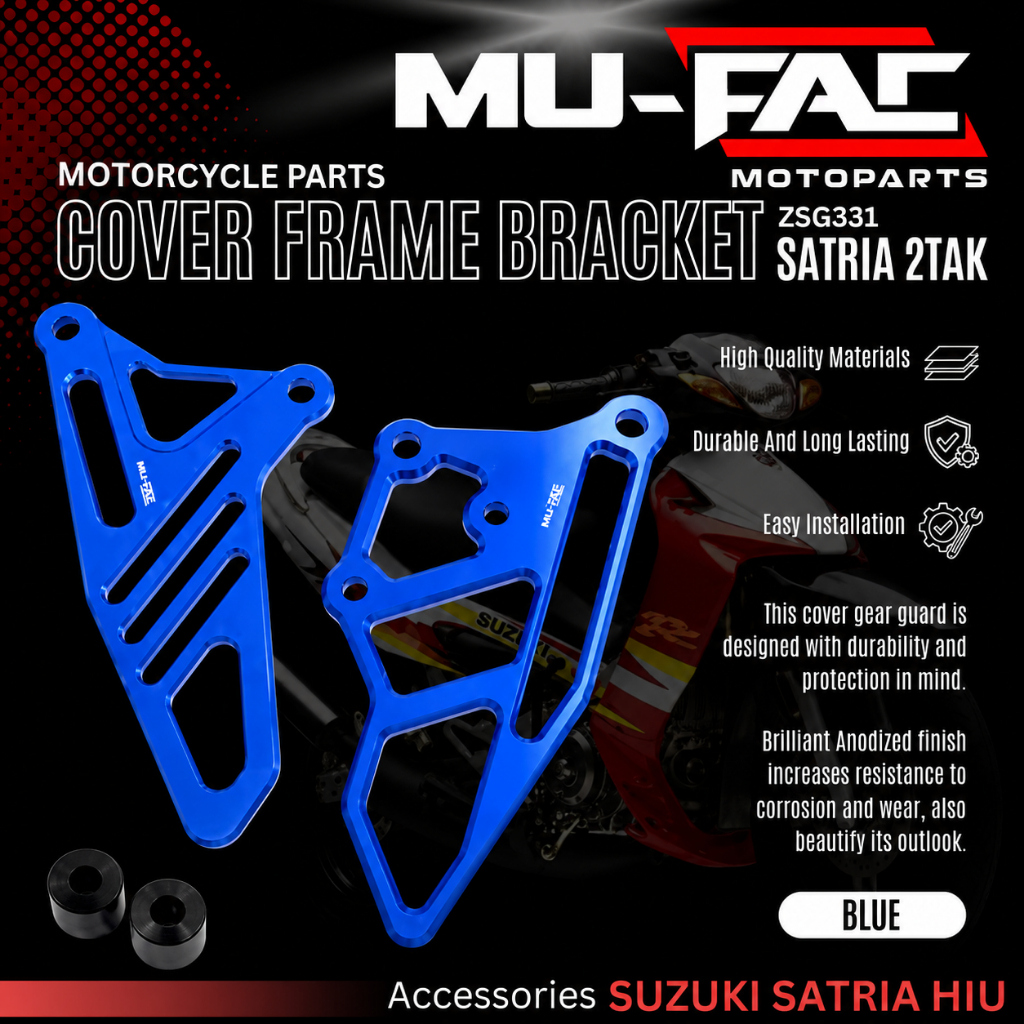 Cover Frame Bracket Satria 2 Tak CNC MUFAC Premium | Cover Rangka Satria Hiu FU  Aksesoris Racing Al