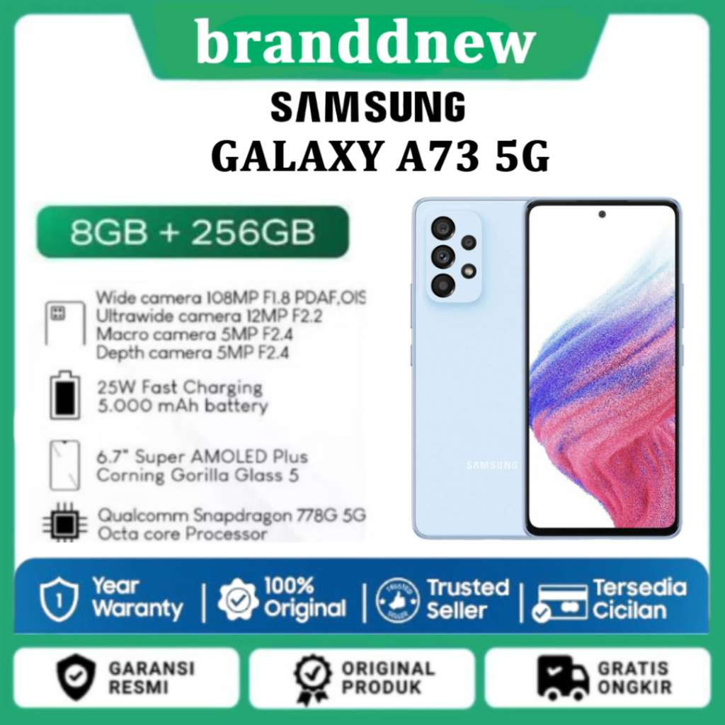 HP Samsung Galaxy A73 5G 8GB/256GB GARANSI RESMI dan Extra Bonus