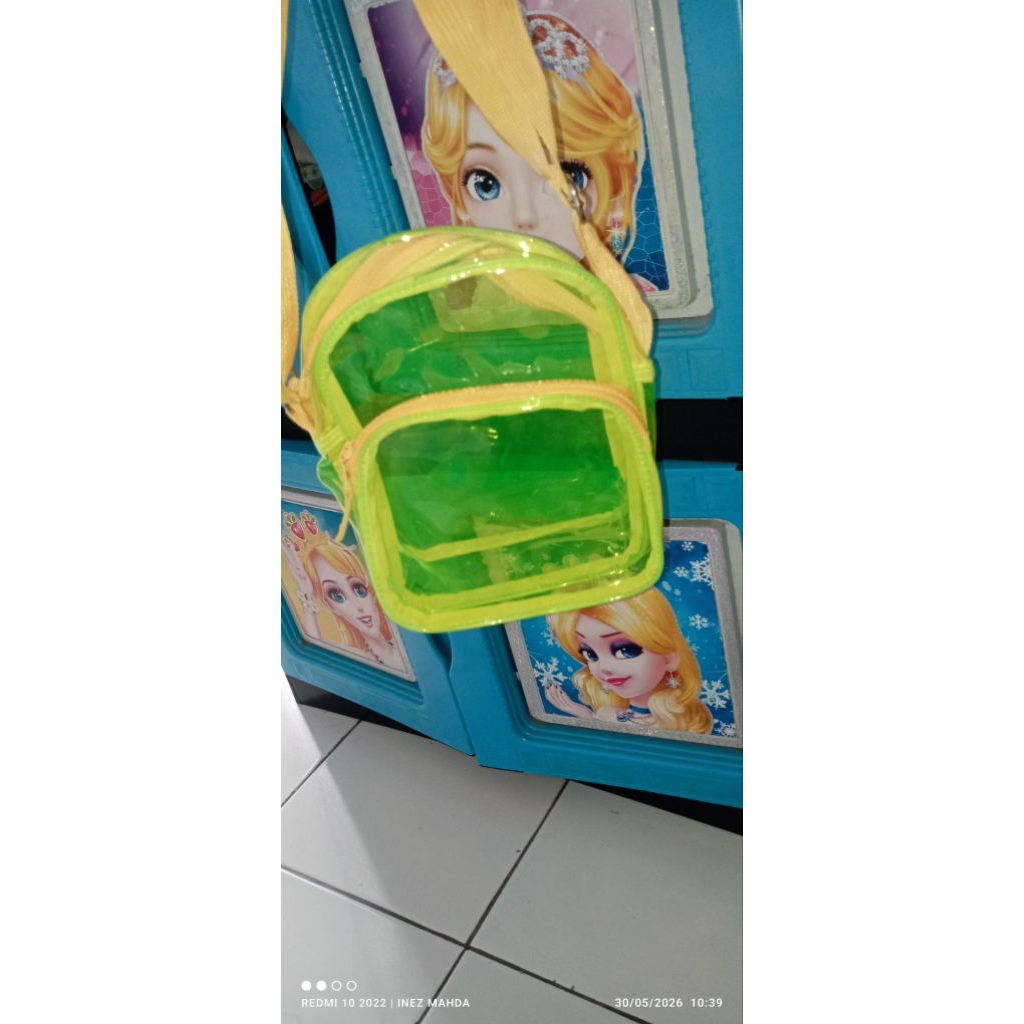 preloved tas tenteng/selempang transparan kuning lemon