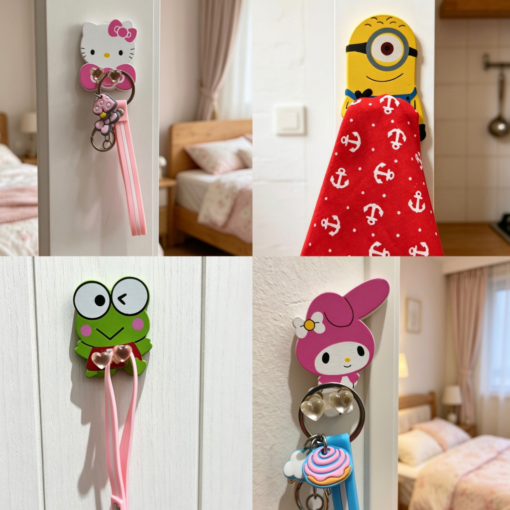 Gantungan Serbaguna Multifungsi Hook Kabel HP Handuk  Minion Kitty My Melody Totoro