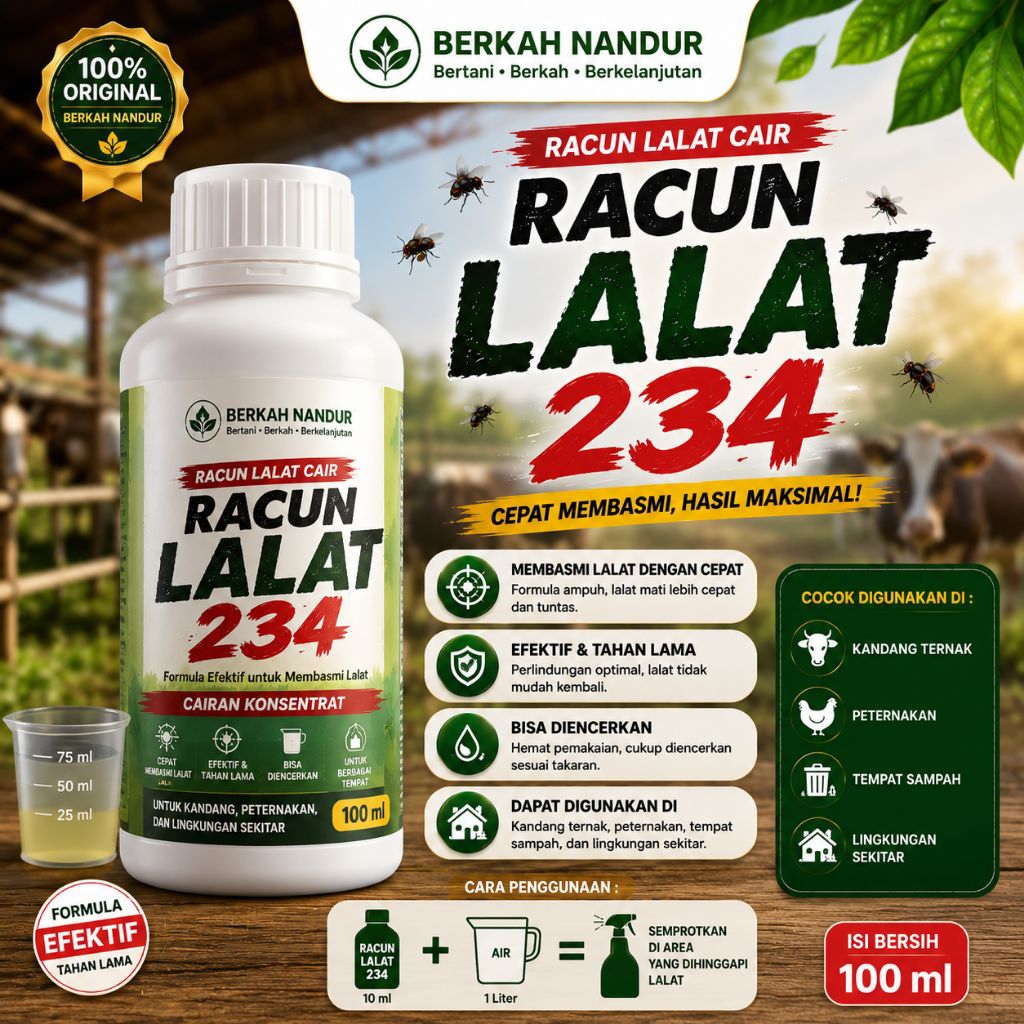 Racun Lalat Ralat 100 ml RACUN LALAT 234 Cair Konsentrat 100ml | Pembasmi Lalat Kandang Ayam Sapi Ka