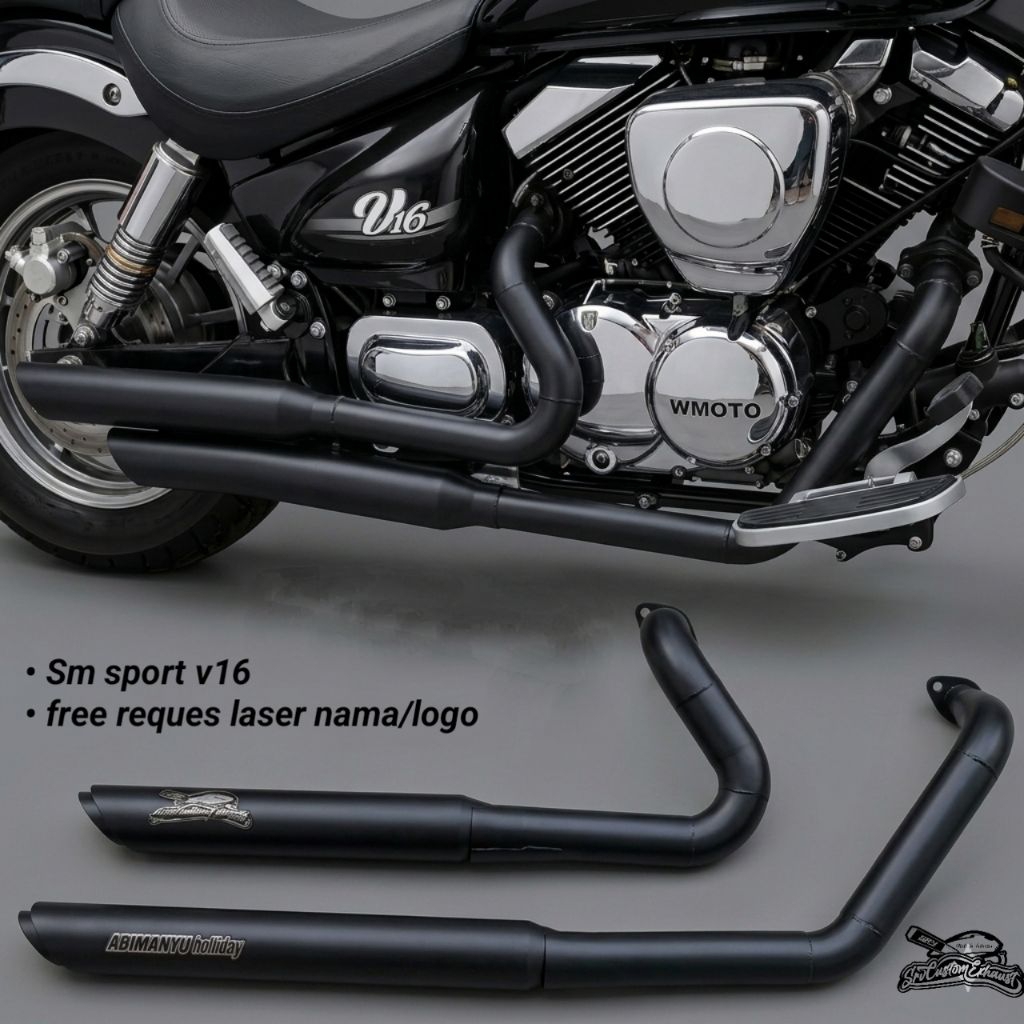 knalpot custom SM sport malaysia v16 stenlis hitam doff