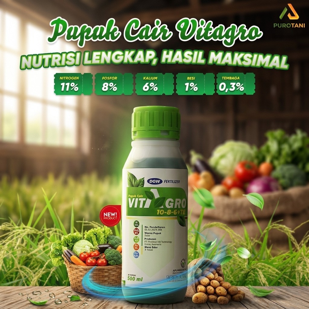 DGW Pupuk Cair Vitagro 11-8-6+TE NPK Beli 1 Gratis Kaos
