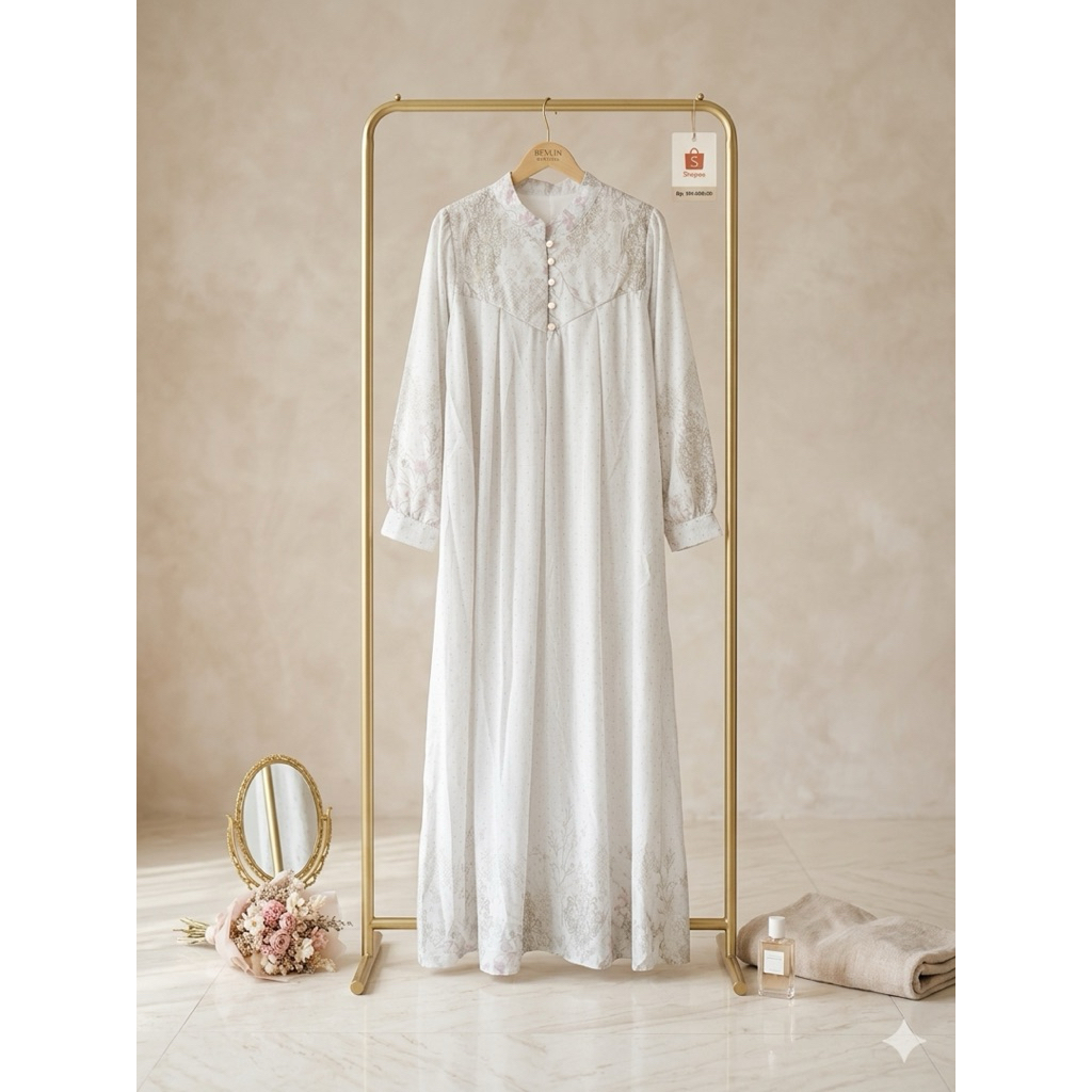 TERBARU Daster Gamis Panjang Premium Sifon Silk Motif Etnik Vintage I Home Dress Muslimah Lengan Pan