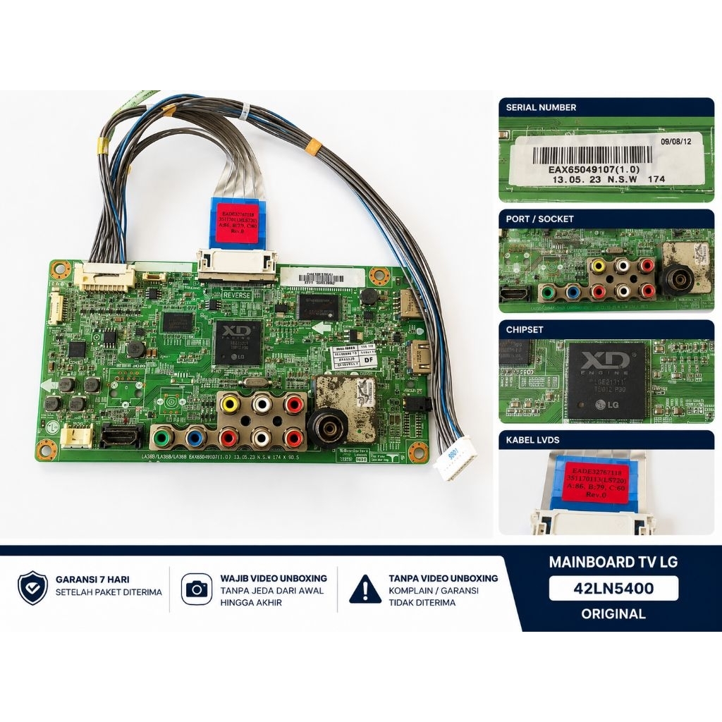 Mainboard TV LG 42LN5400 Original + Kabel LVDS | Motherboard TV LED LG Sparepart