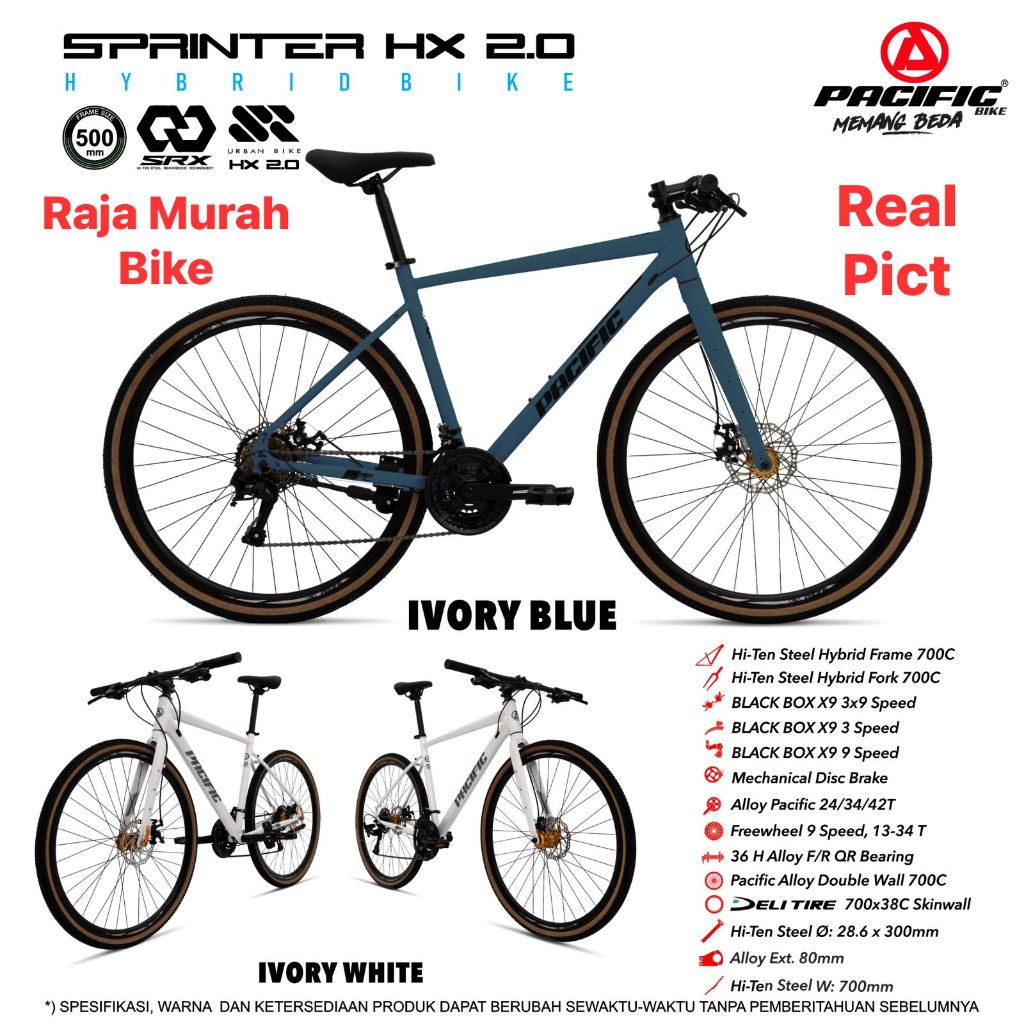 Sepeda Gunung Hybrid Pacific Sprinter HX 2.0 700C Sepeda Roadbike Pacific Sprinter HX 2.0 3x9 Speed
