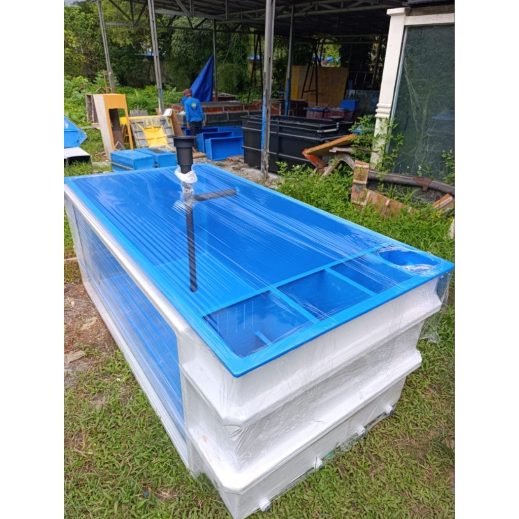 Kolam Ikan Combinasi Kaca Uk. 180x80x120+ Kaca + Filter Samping Fiber costume