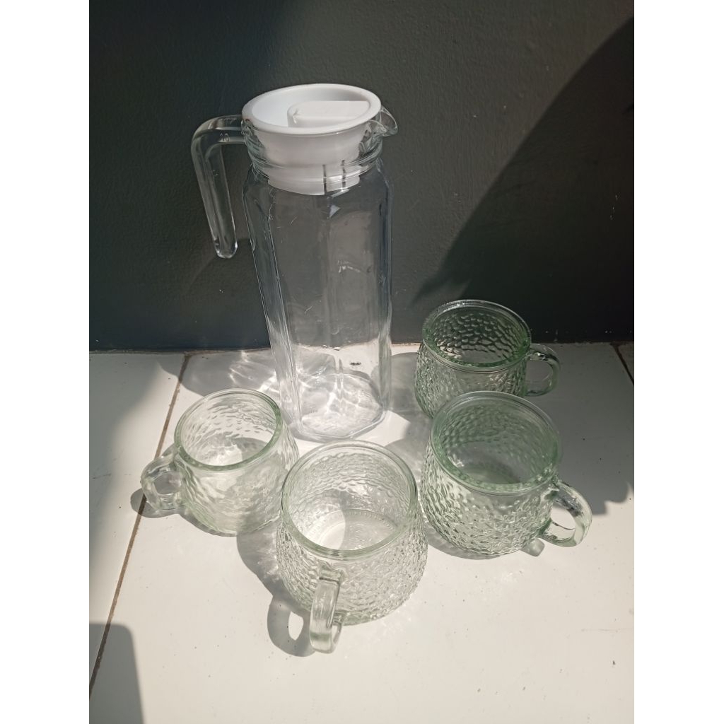 set gelas dan teko kaca estetik