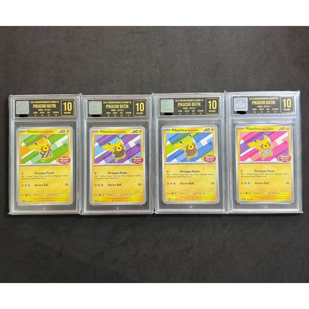 4 set Pikachu batik V1 V2 V3 V4 Indonesia EGS 10 Pokemon