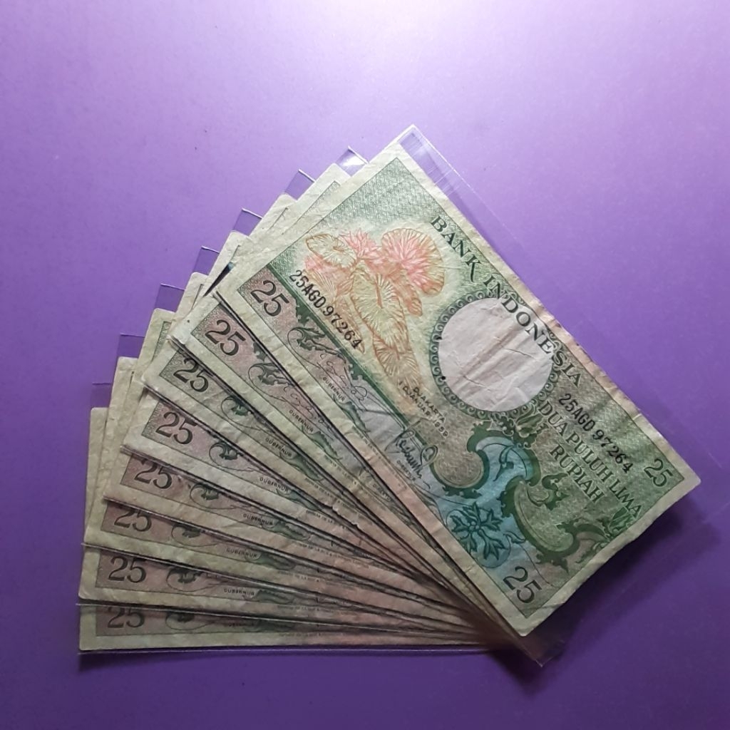 Uang kuno 25 rupiah seri bunga tahun 1959