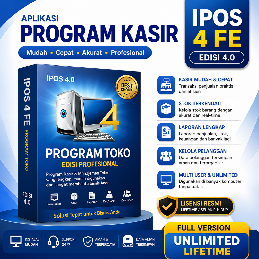 Aplikasi Program Kasir ipos 4 Fe Murah 4.0 Unlimited Full Version Lifetime
