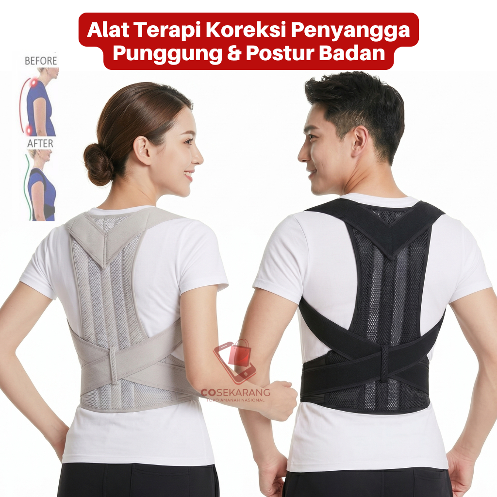 Alat Terapi Anti Bongkok Pekerja Kantoran Pria Wanita Dewasa Berpori Breathable Punggung Indah