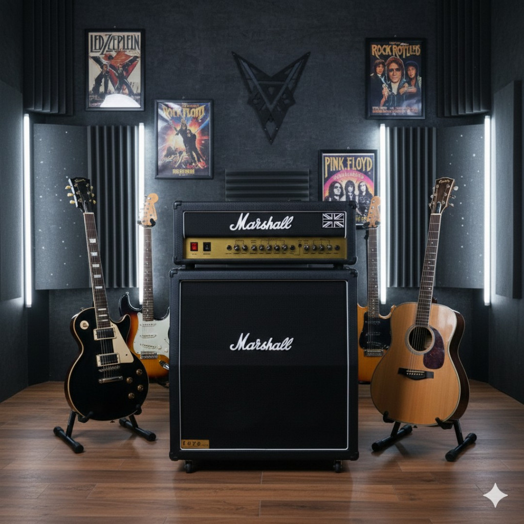 Ampli Gitar & Bass 2x12 Inch Bluetooth Marshall bisa untuk karaoke 3 Input Head Cabinet