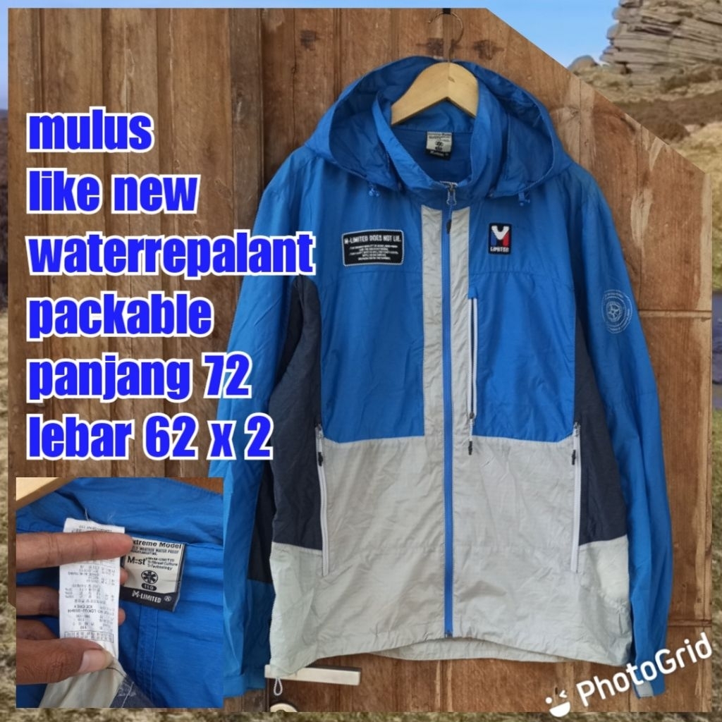 jaket gunung outdoor olahraga running senam gowes tek tok windbreaker packable kantong m limited mil