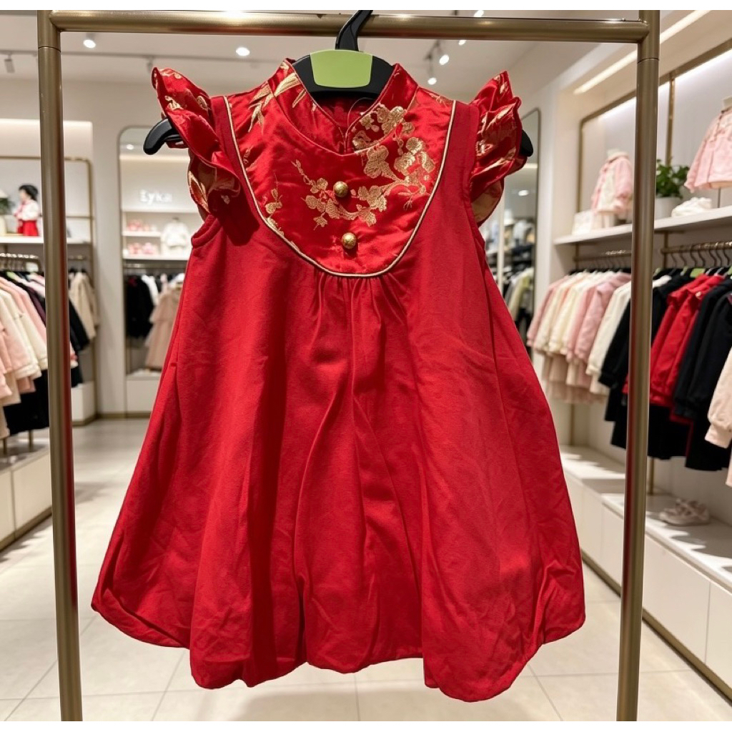 Eyka Baby Dress Lucu dan Menarik Bahan Lembut Warna Cerah Ukuran 9-12M untuk Bayi Anda