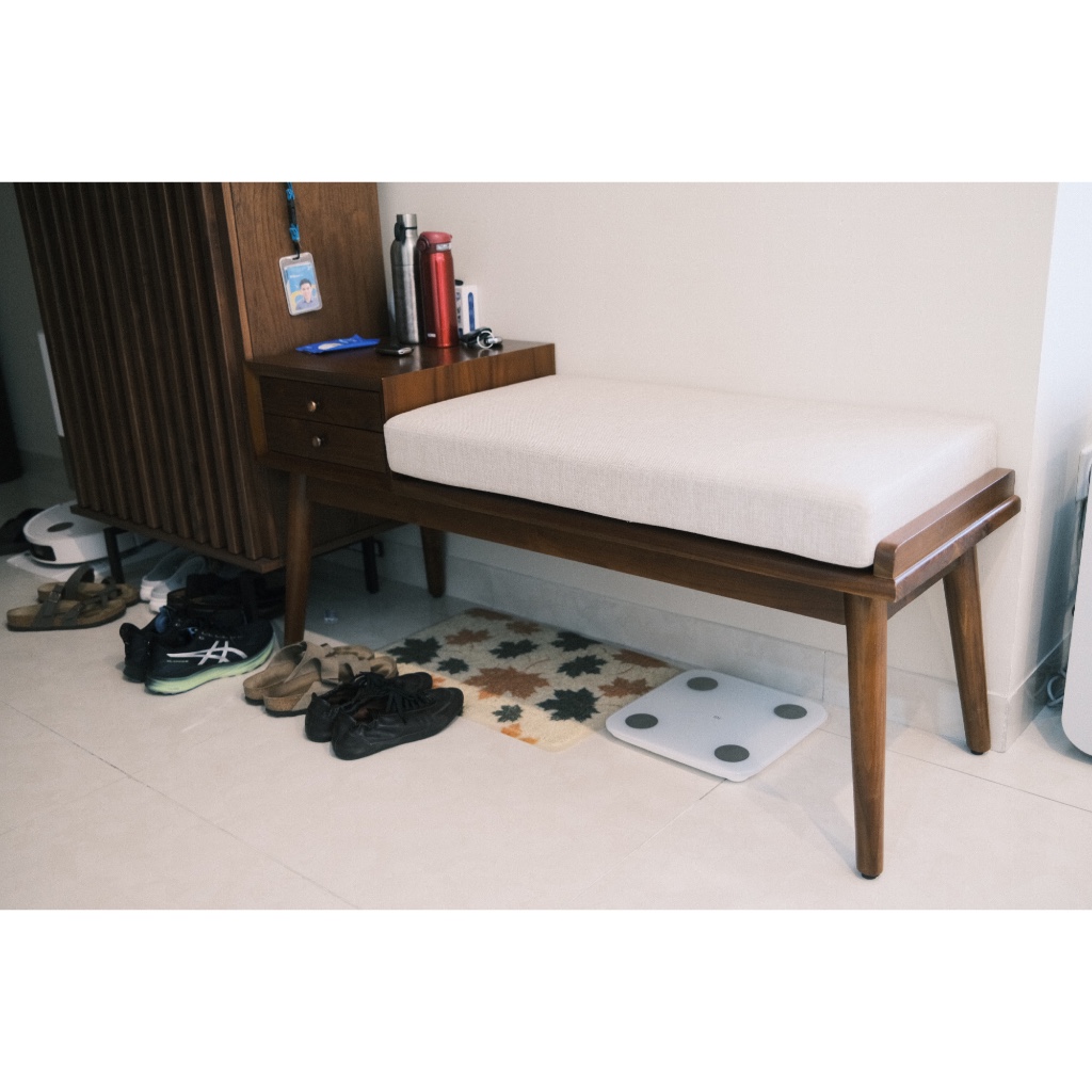 Custom Sofa Bench Dengan 2 Laci Penyimpanan / Sofa untuk Tunggu Lift / Pakai Sepatu - Furniture Mewa