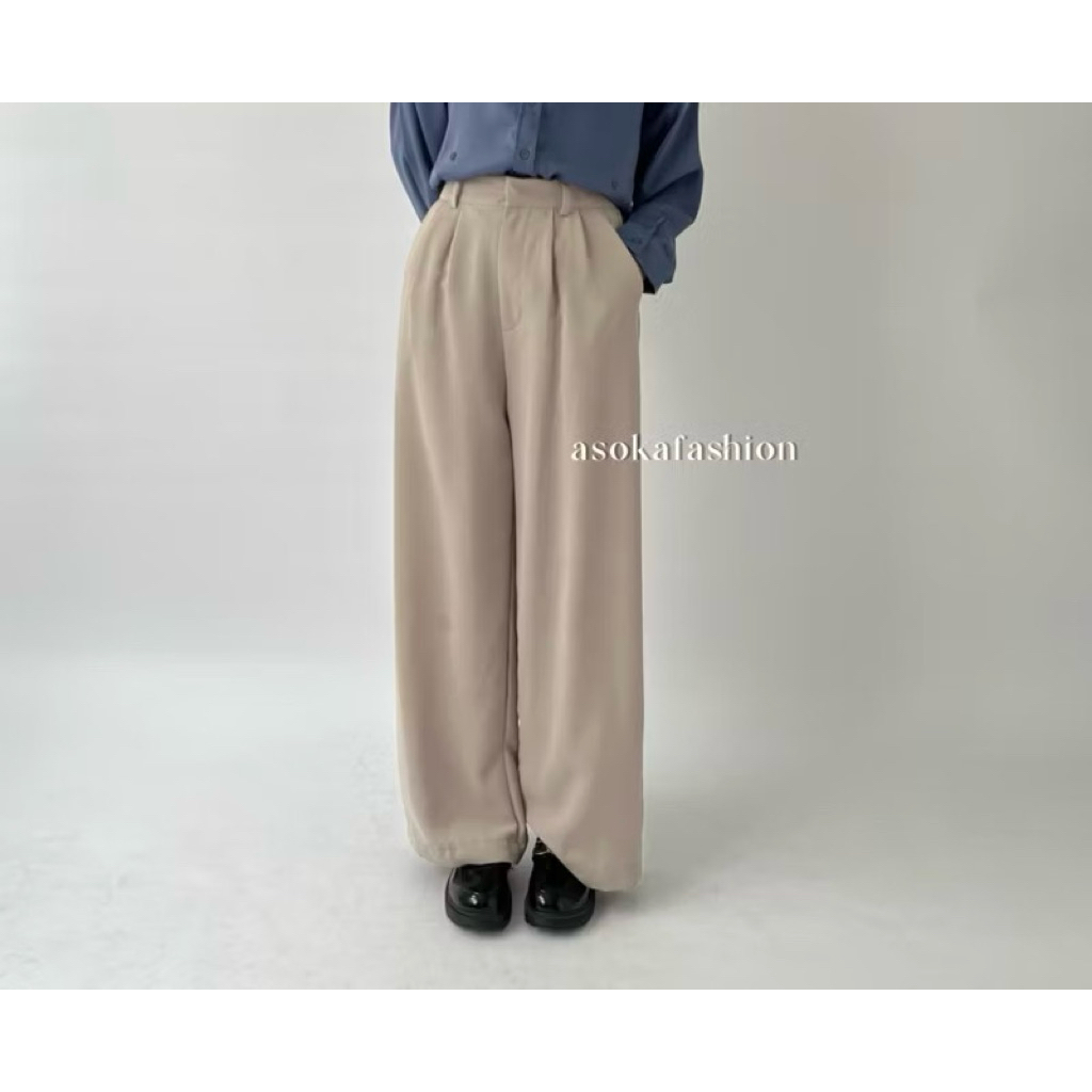 pl loose pants warna sand size s/m