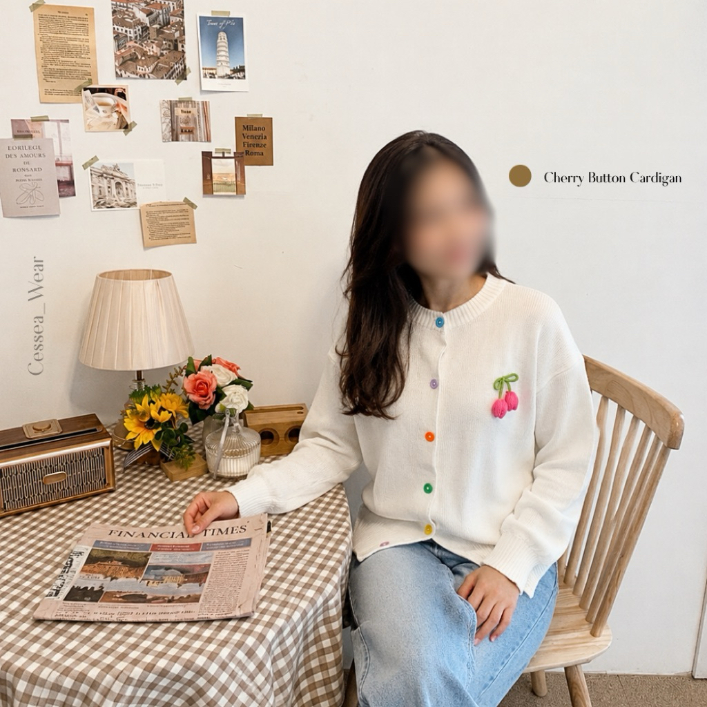 Cardigan Rajut | Cardigan Wanita | Cardigan | Cherry Button Knit