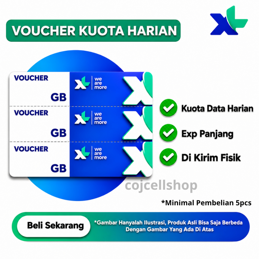 VOUCHER XL Paket Data Isi Ulang Kuota Utama 24 Jam - Hemat, Tahan Lama, Kuota Besar Di kirim Fisik