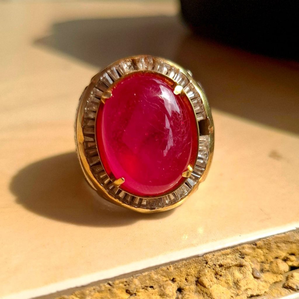 Cincin Batu Ruby Burma Ring Perak no 9