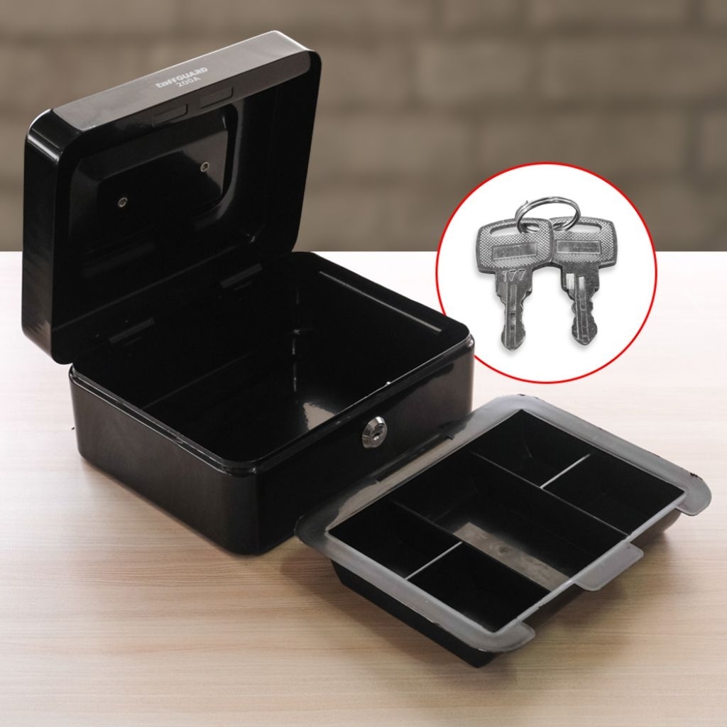 TaffGUARD Brankas Kotak Penyimpanan Uang 20 x 16 x 9cm Dokumen Emas Batangan Perhiasan Koin Cashbox 