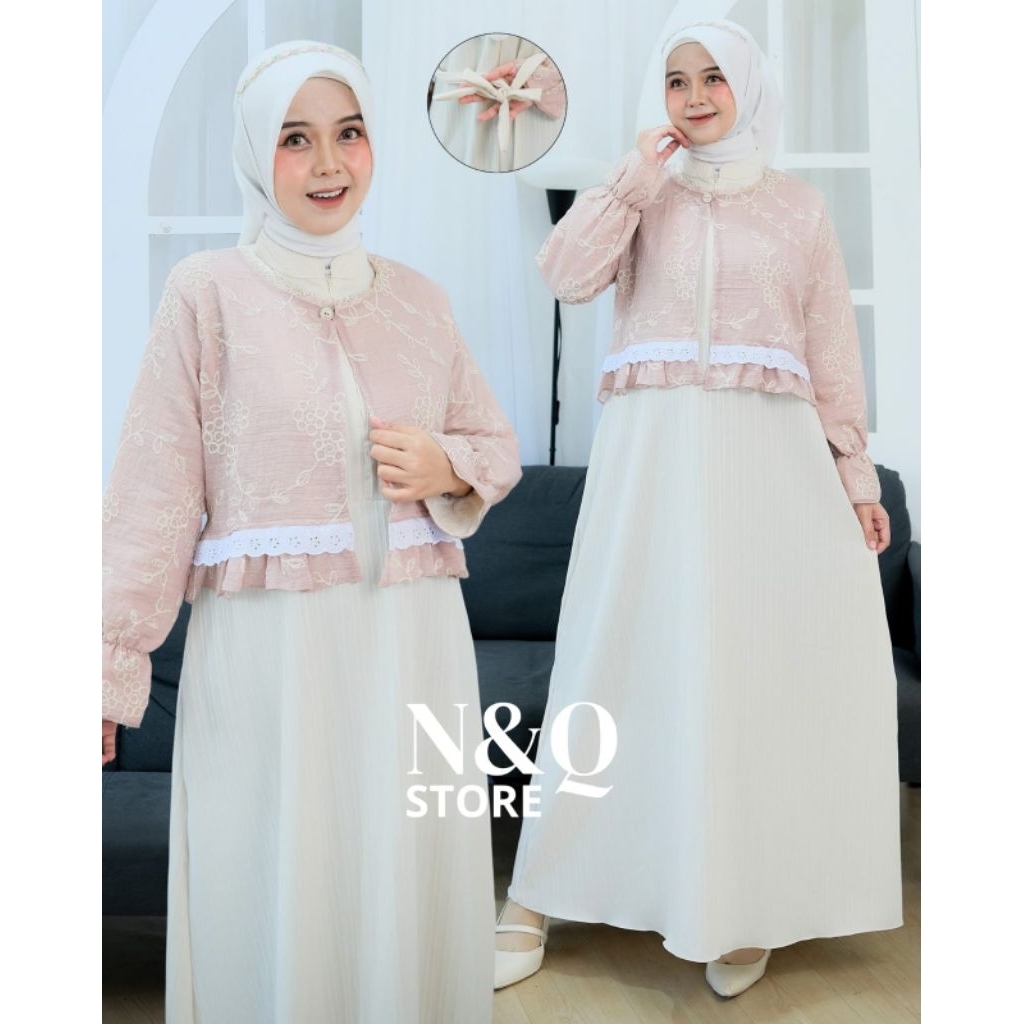 Dress Ellora Mix Fairy Crefe Gamis Ellora Gamis Fairy Crefe Mewah Kekinian Gamis Menyusui