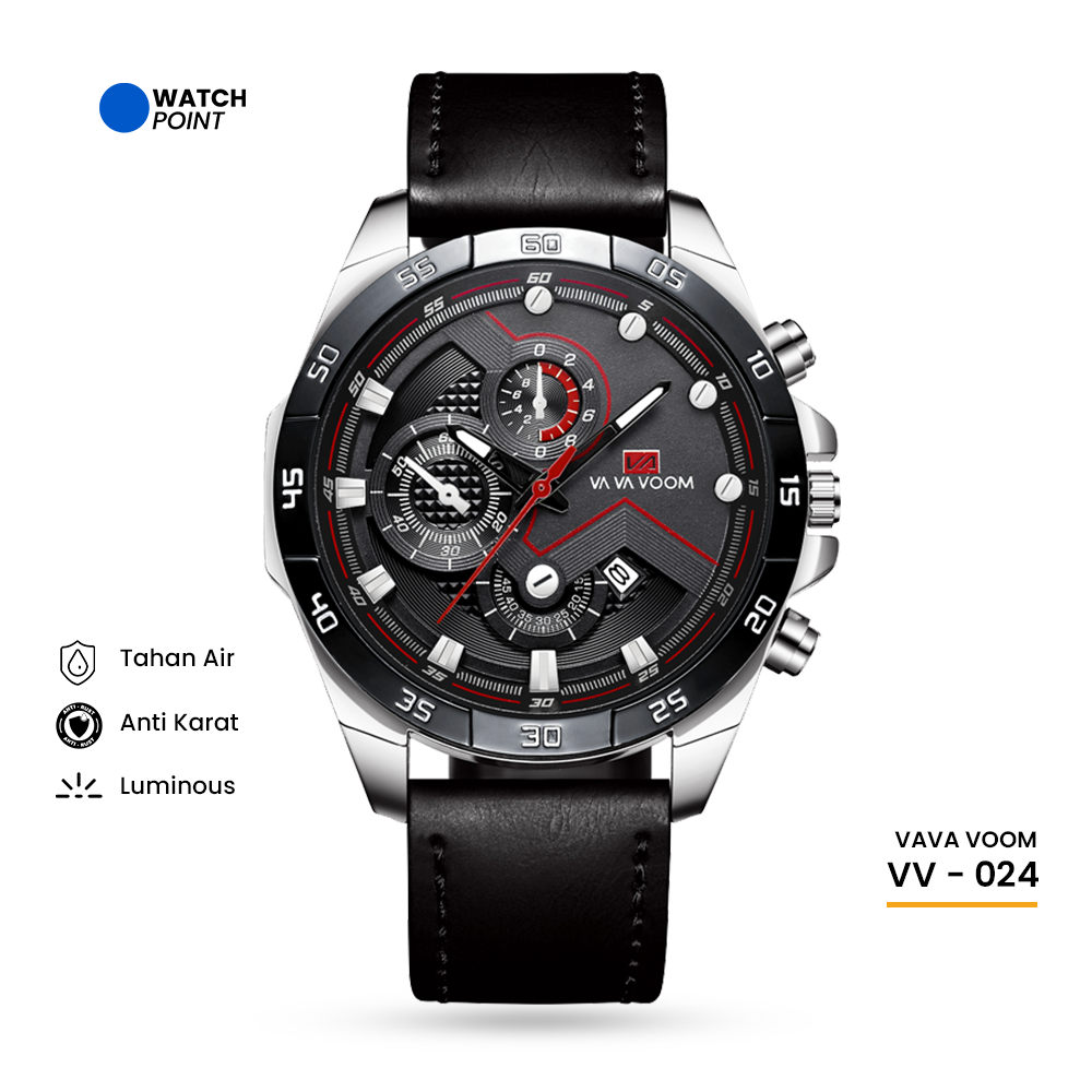 WATCHPOINT VV-024 | Jam Tangan Tali Kulit Pria Sporty Impor VAVA VOOM VA-2162 Original Fashion Busin