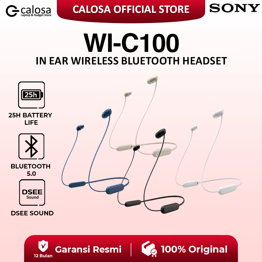 SONY WI C100 WIRELESS IN-EAR HEADPHONES BLUETOOTH HEADSET ORIGINAL