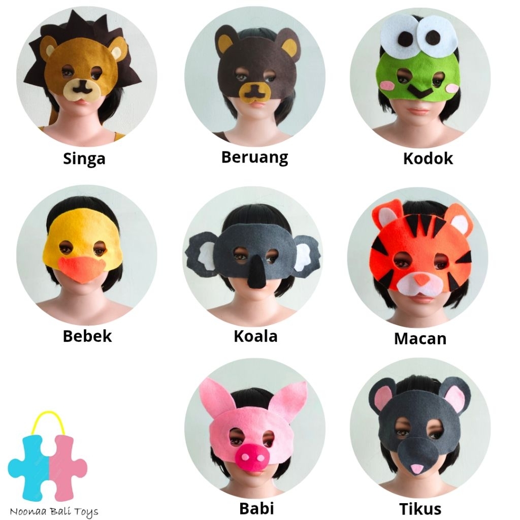 Topeng Cosplay Hewan Animal Party Mask Topeng Hewan Kain Flanel