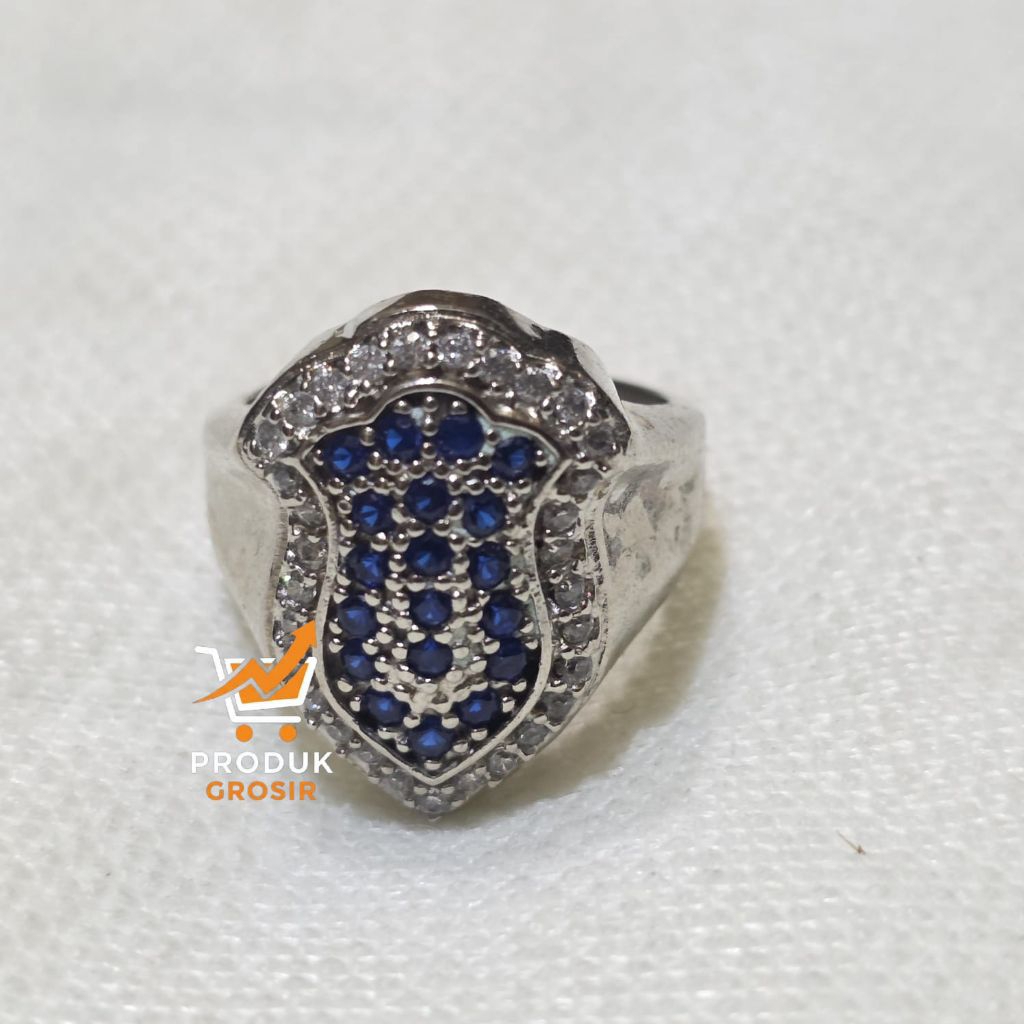 Cincin Ring Terompah Stampel Batu Zircon King Safir