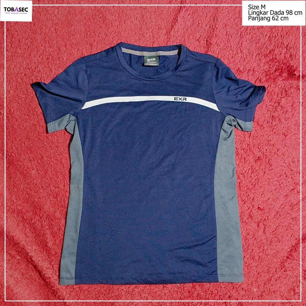 Kaos Baju Tshirt Dry Fit Jersey EXR Warna Navy  Size M