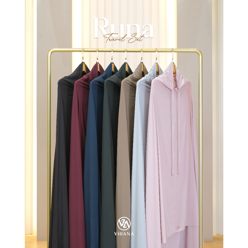 [VHIANA] RUNA TRAVEL SET // MUKENA DEWASA 2in 1 // Mukena Polos Bahan Ultra Soft Premium