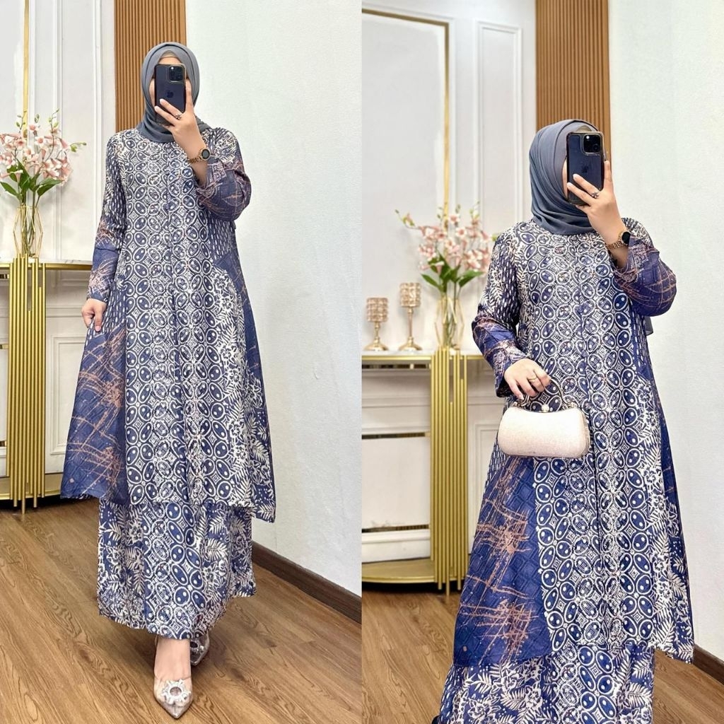 cod setelan rok batik dan long tunik viscost motif terbaru by aka design