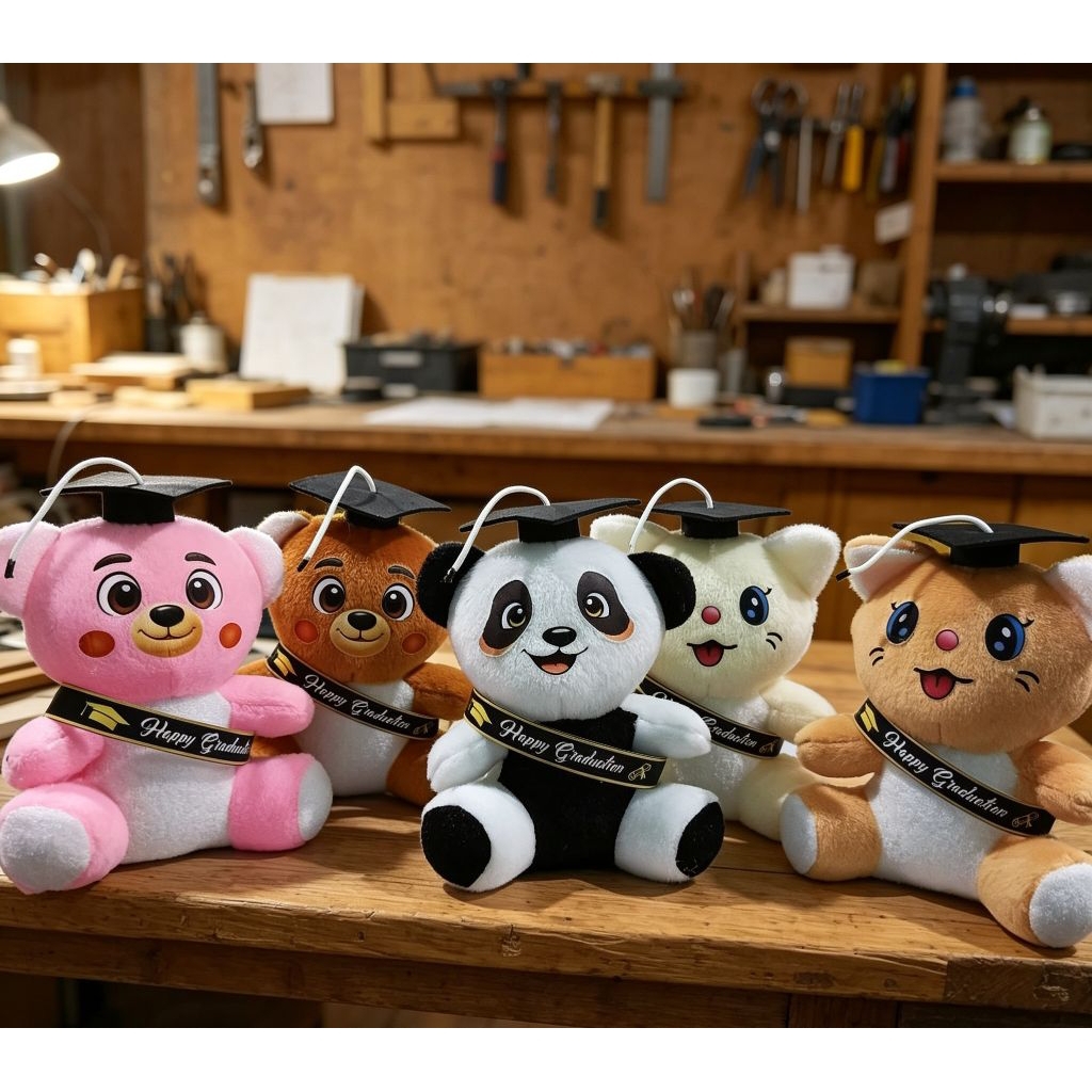 PROMO Boneka Wisuda MURAH untuk SD, SMP,SMA,UNIVERSITASkarakter lucu /abubu toga/cunonk toga/panda /