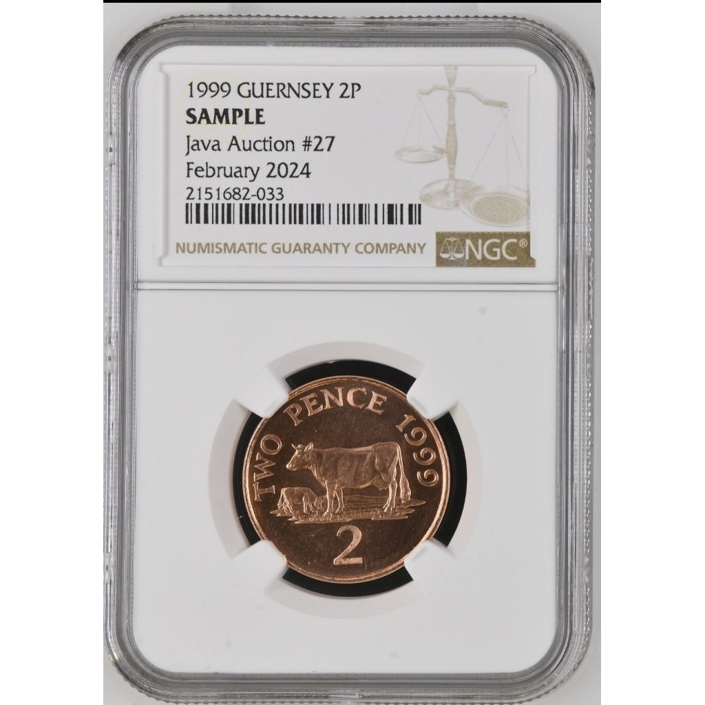 Guernsey 2 Pence 1999 NGC Sample Java Auction