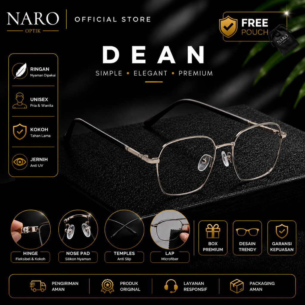 NARO Frame Kacamata Dean Hexagonal Antiradiasi Photocromic