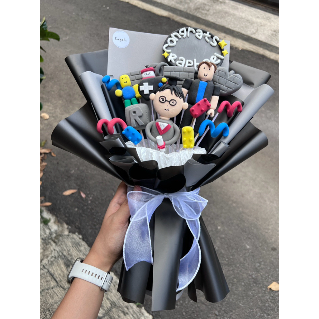 Buket clay | Custom clay bouquet | Buket wisuda | Gift birthday | Clay bouquet flowers | Graduation 